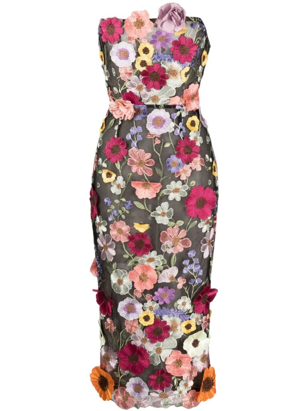 Bronx and Banco Bouquet Floral Embroidered Midi Dress S - Picture 3 of 7